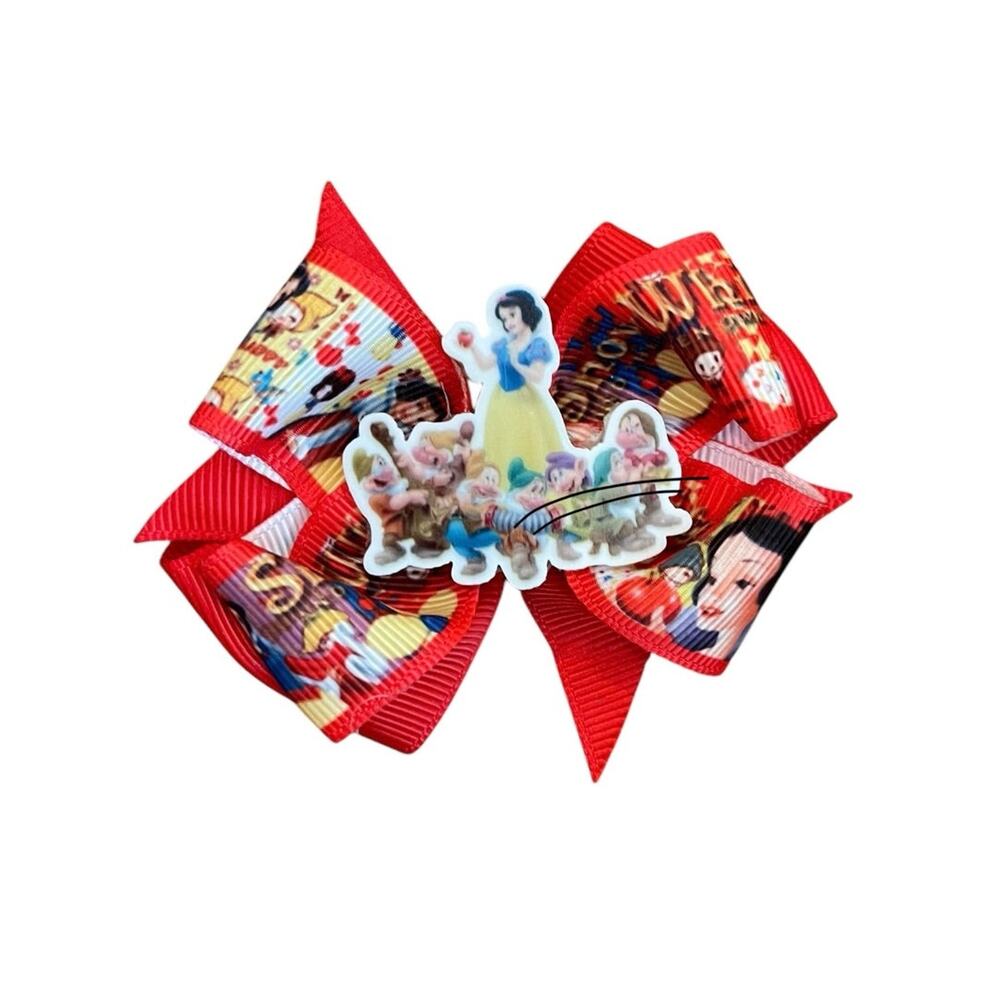 Set of 3 Princess Hair Clips Bows Beauty Frozen Snow White 3 Inch - Picture 7 of 11